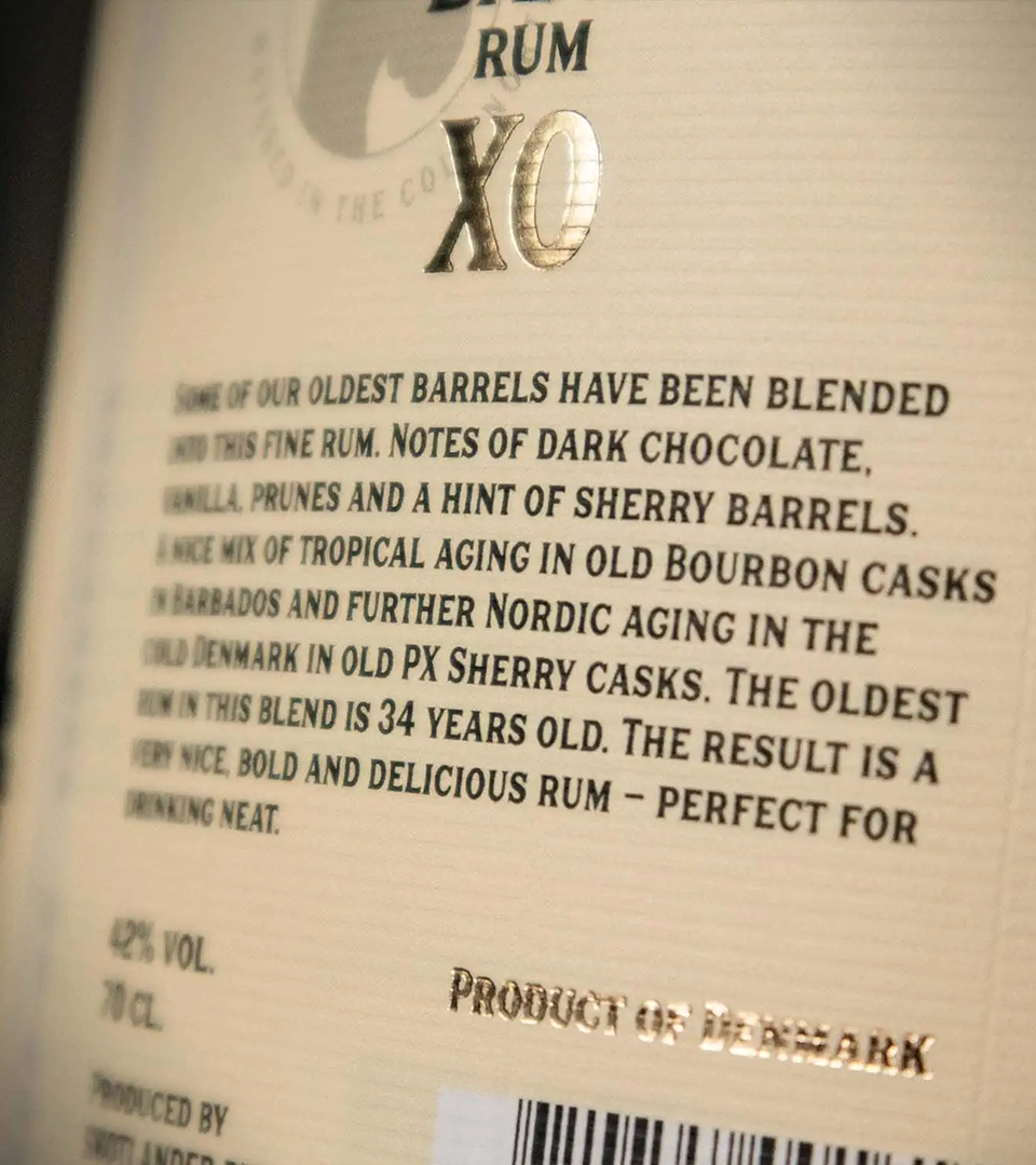 Great Dane Rum – XO back label